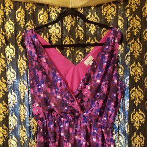 Bright geometric 'fit-and-flare' sleeveless dress